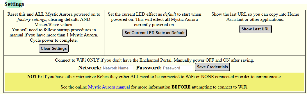 Mystic Aurora Settings